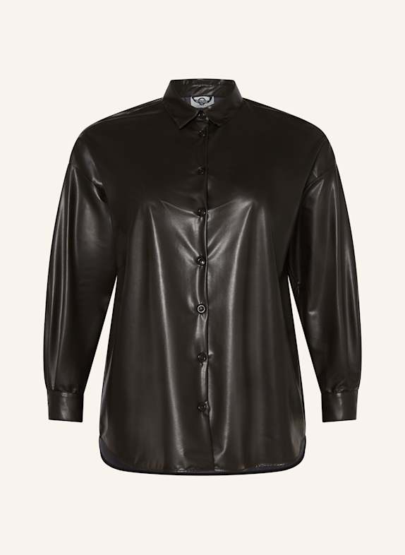 MARINA RINALDI VOYAGE Hemdbluse ARTU in Lederoptik SCHWARZ
