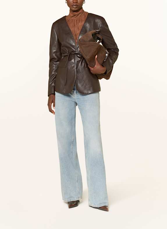 MRS & HUGS Jacket in leather look DARK BROWN