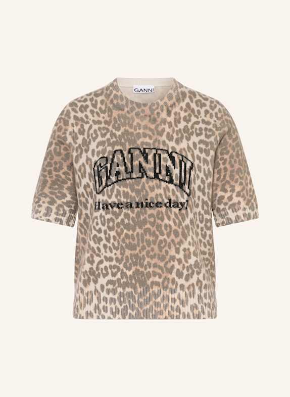 GANNI Knit shirt LIGHT BROWN/ BROWN/ DARK BROWN