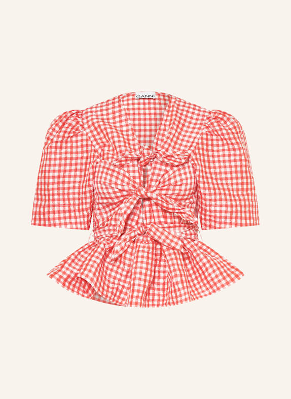 GANNI Shirt blouse WHITE/ RED
