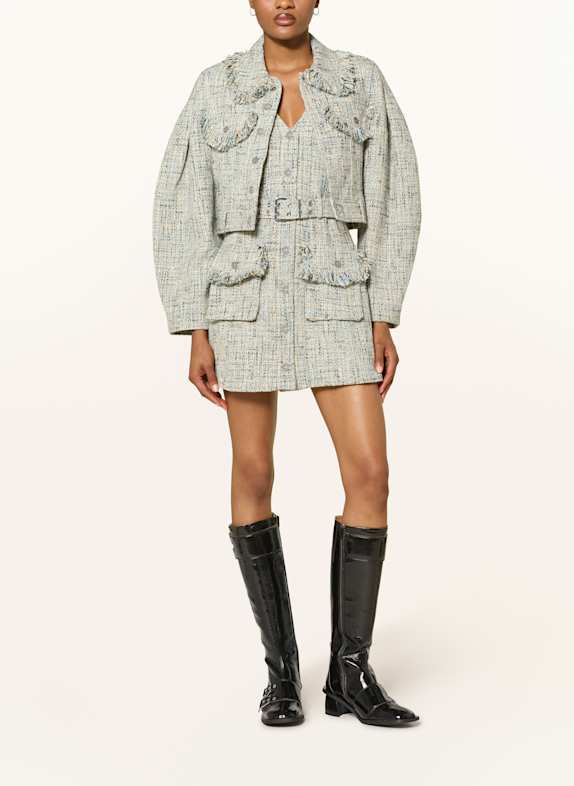 GANNI Tweed jacket CREAM/ LIGHT BLUE/ DARK BLUE
