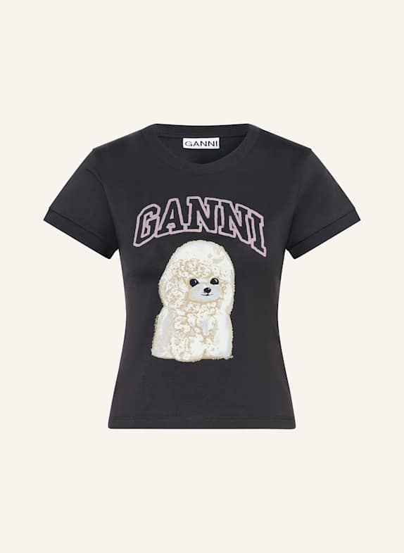 GANNI T-shirt BLACK/ WHITE/ LIGHT GRAY