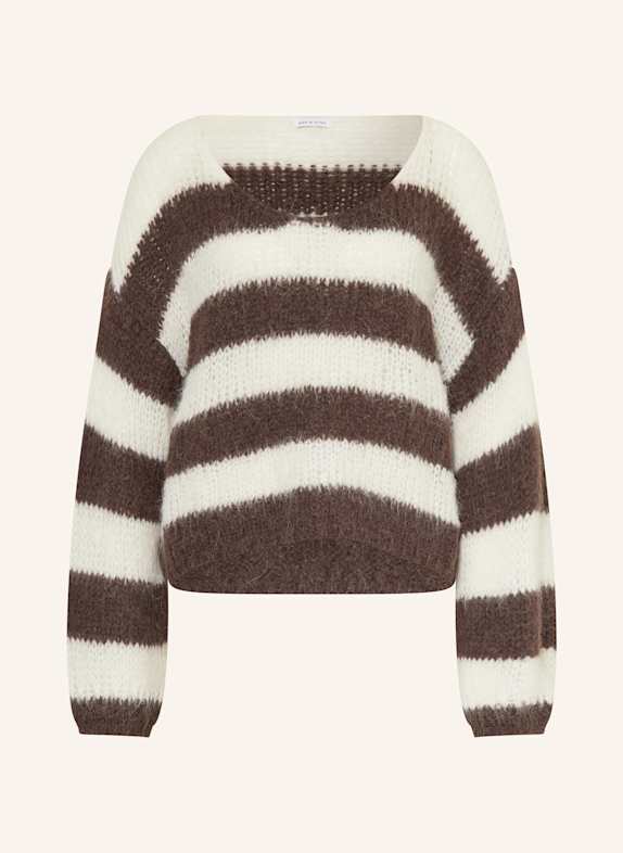 MRS & HUGS Sweater with alpaca WHITE/ DARK BROWN
