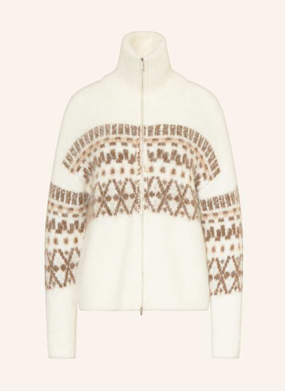 MRS & HUGS Cardigan with alpaca ECRU/ BROWN/ DARK BROWN