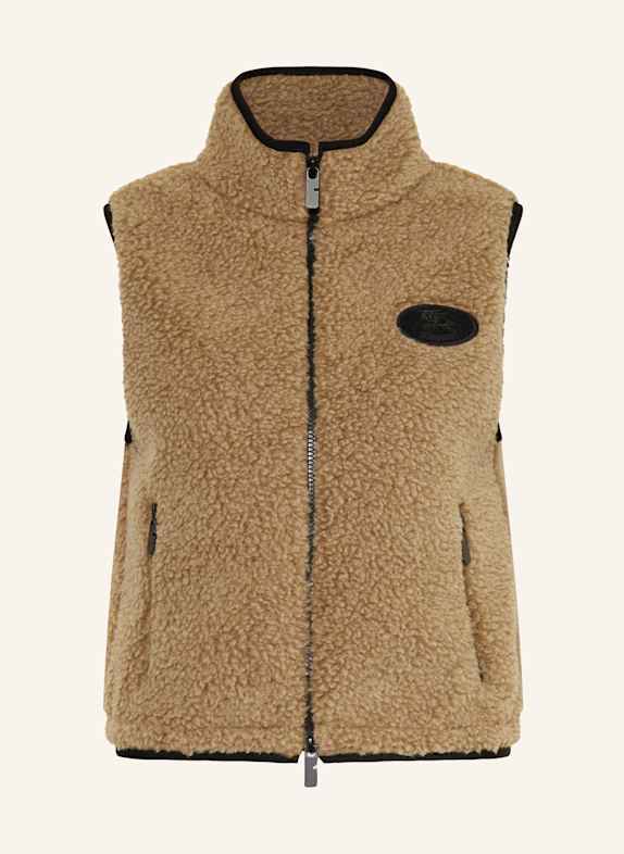 BURBERRY Teddyfell-Weste HELLBRAUN/ SCHWARZ