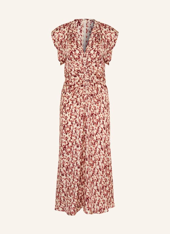 ISABEL MARANT Kleid mit Seide CREME/ DUNKELROT/ HELLROT