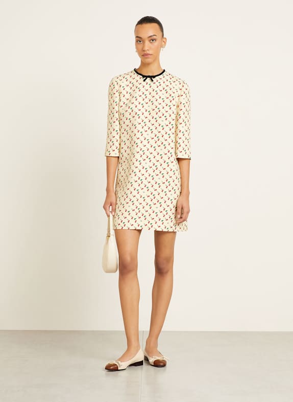 VALENTINO semi-sheer shirt panel ECRU/ RED/ GREEN