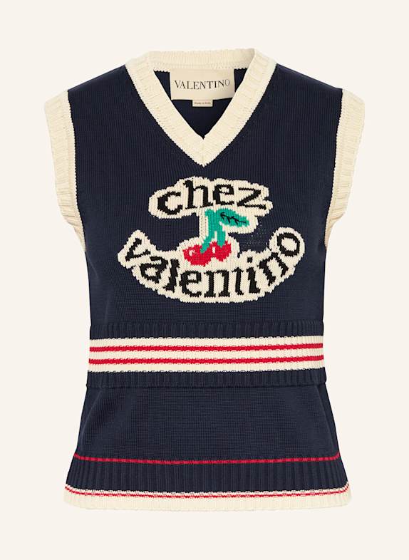 VALENTINO Sweater vest DARK BLUE/ ECRU/ RED