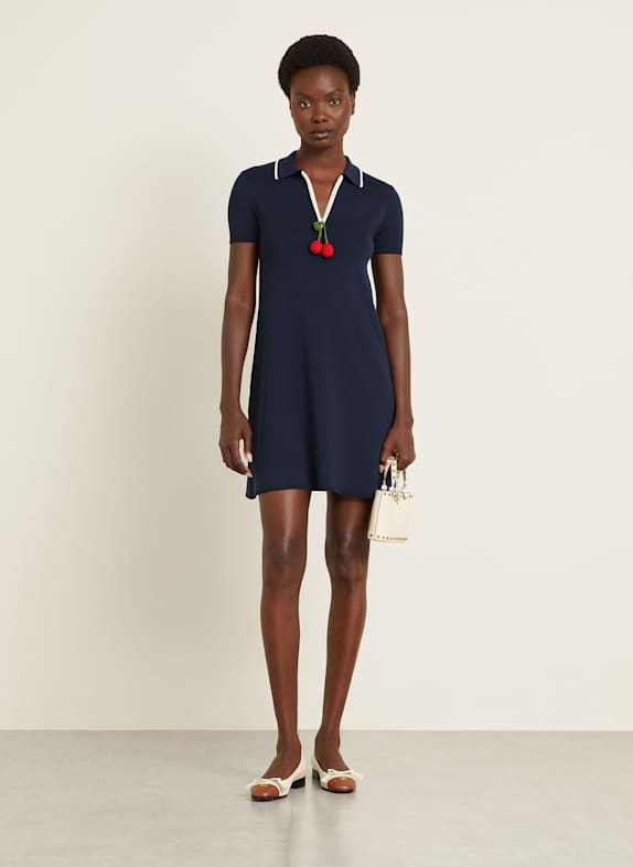 VALENTINO Knitted polo dress DARK BLUE