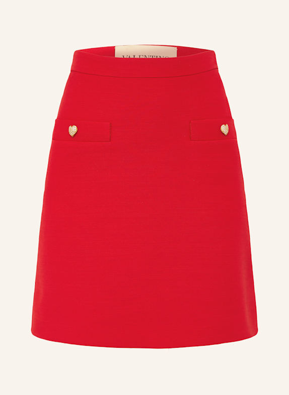 VALENTINO Skirt with silk and decorative gems RED