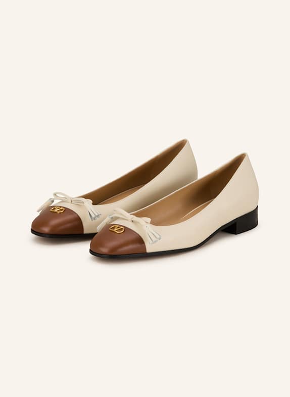 VALENTINO GARAVANI Slingback ballerinas VALET DU ROI ECRU/ BROWN