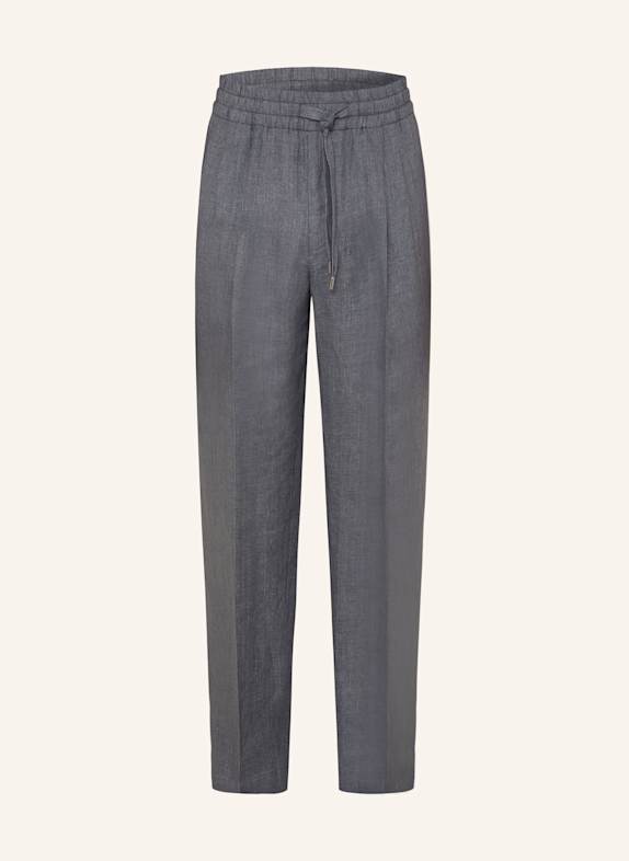 DOLCE & GABBANA Oblekové kalhoty Regular Fit ze lnu TMAVĚ ŠEDÁ