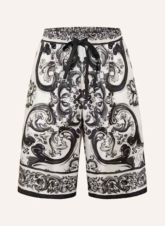 DOLCE & GABBANA Seidenshorts SCHWARZ/ WEISS/ DUNKELGRAU