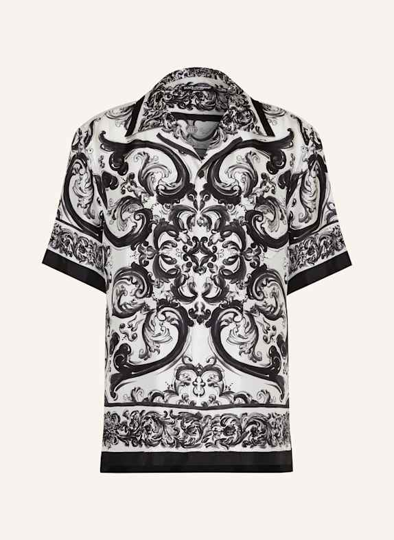 DOLCE & GABBANA Seidenhemd Comfort Fit SCHWARZ/ WEISS/ DUNKELGRAU