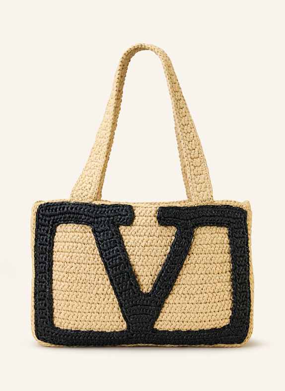 VALENTINO GARAVANI Shopper VIVA SUPERSTAR CROCHET MEDIUM BEIGE/ BLACK