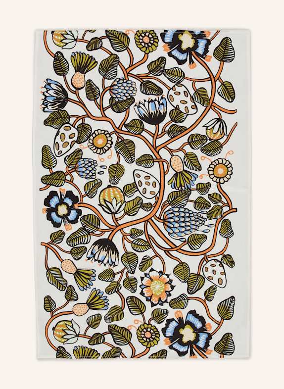 marimekko TIARA dish towel WHITE/ ORANGE/ GREEN