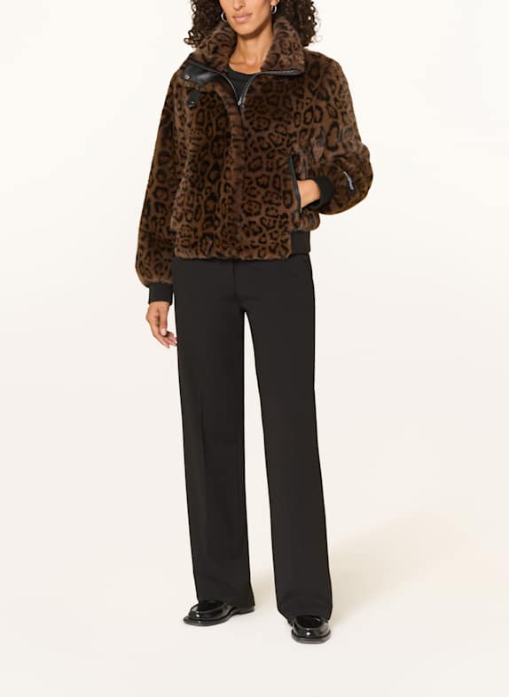 RINO & PELLE AMBRA faux fur bomber jacket DARK BROWN/ BLACK