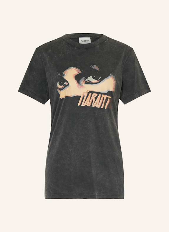 MARANT ÉTOILE T-shirt ZOELINE BLACK/ LIGHT YELLOW/ LIGHT BLUE