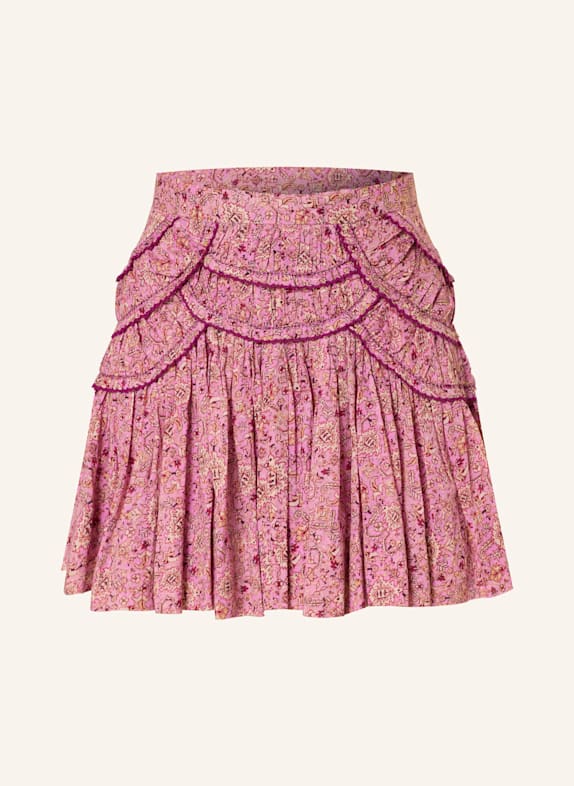 MARANT ÉTOILE Jupe CEOLA à volants ROSE FUCHSIA/ MARRON CLAIR/ FUCHSIA