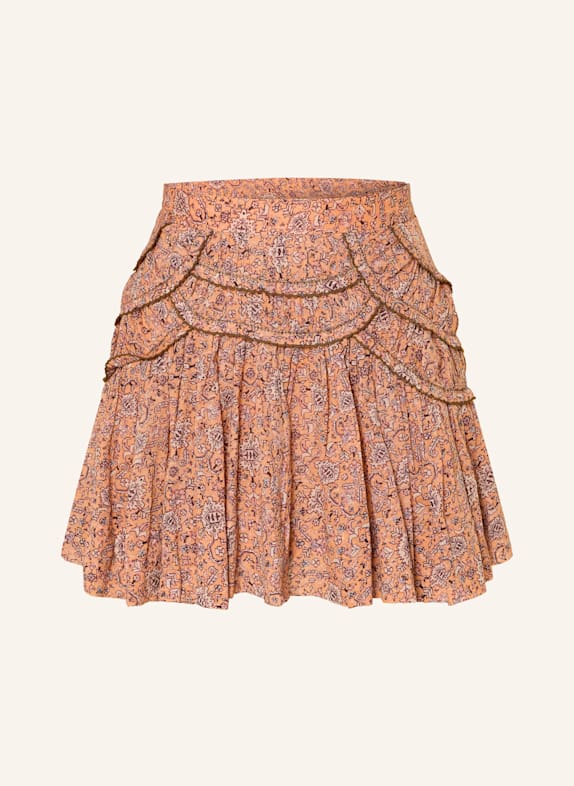 MARANT ÉTOILE Jupe CEOLA à volants ORANGE CLAIR/ MARRON/ LILAS