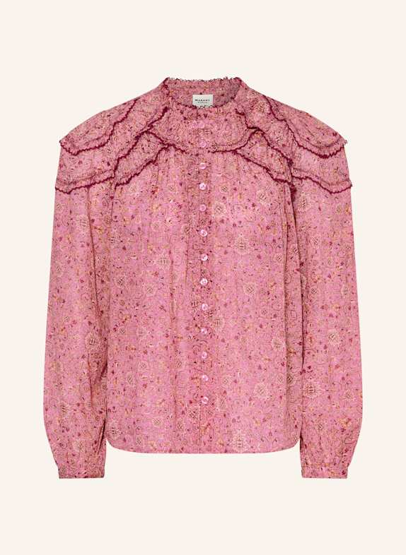 MARANT ÉTOILE Blouse CHRISTA à volants ROSE FUCHSIA/ MARRON CLAIR/ FUCHSIA