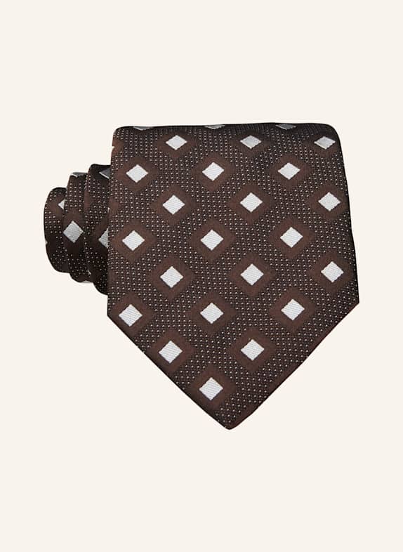 BOSS Krawatte DUNKELBRAUN/ CREME