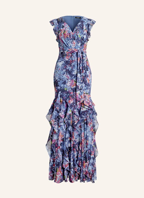 LAUREN RALPH LAUREN Abendkleid BLAU/ FUCHSIA/ HELLBLAU