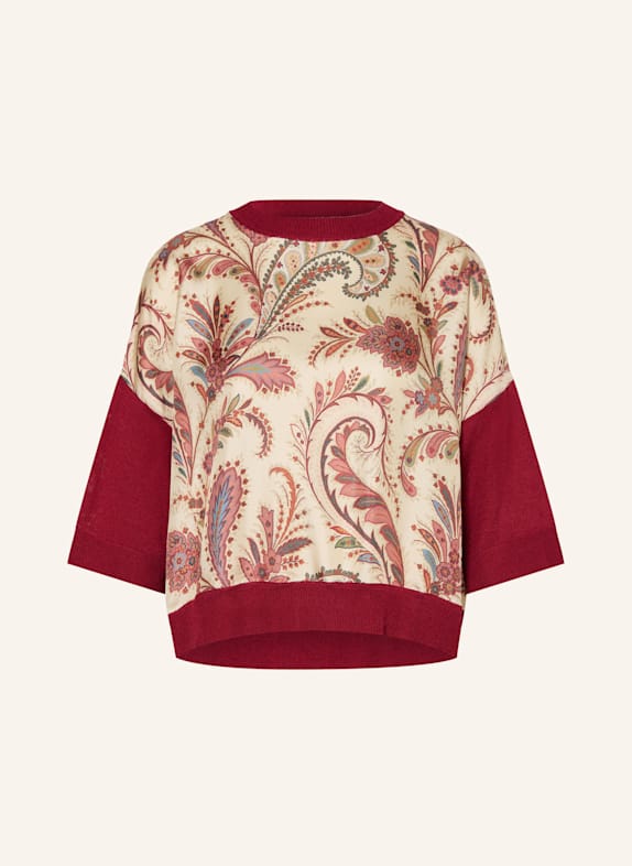 ETRO Pullover im Materialmix DUNKELROT/ HELLGELB/ GRÜN