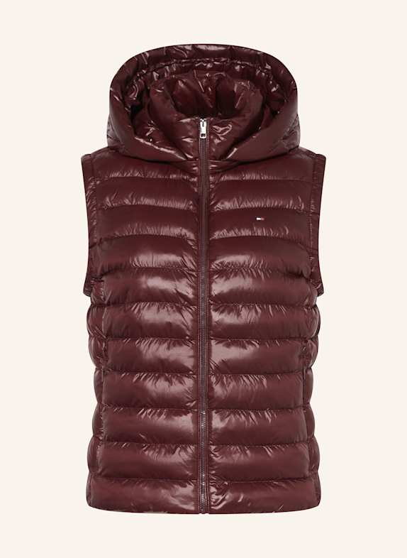TOMMY HILFIGER Steppweste mit abnehmbarer Kapuze DUNKELROT