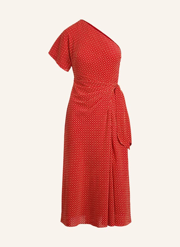 Kalhoty a legíny One-Shoulder šaty ČERVENÁ/ SVĚTLE HNĚDÁ