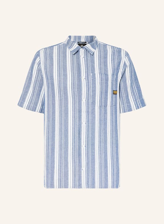 G-Star Kurzarm-Hemd Regular Fit aus Piqué WEISS/ BLAU