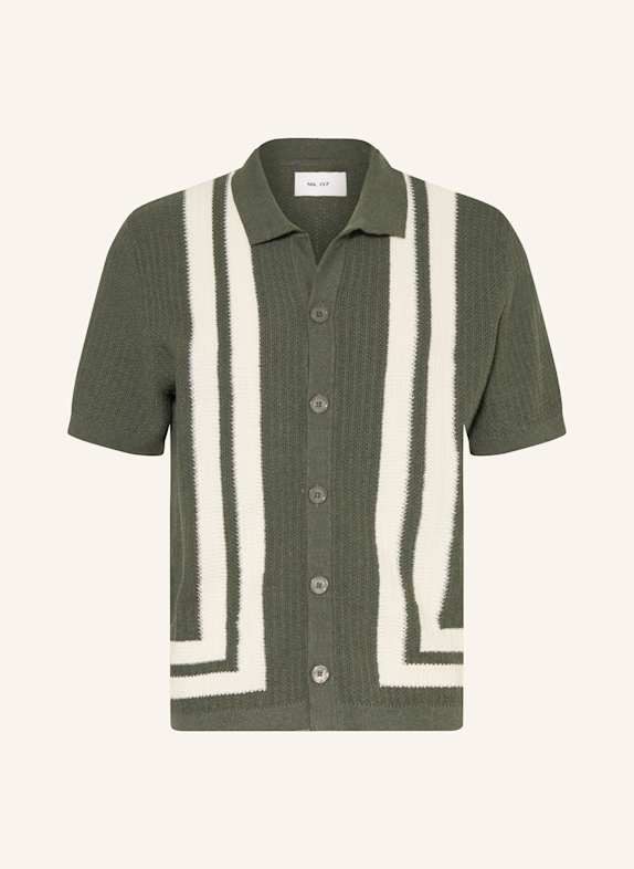 NN.07 Strickhemd ARES Regular Fit GRÜN/ ECRU