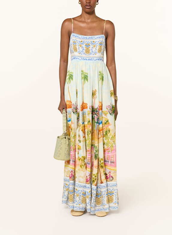 FARM RIO ARACATI dress LIGHT BLUE/ ECRU/ ORANGE