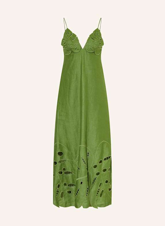 FARM RIO Cocktailkleid GREEN MONSTERA aus Leinen GRÜN