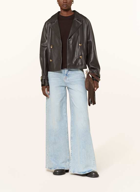 MRS & HUGS Leather jacket DARK BROWN