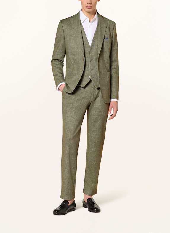 PAUL Spodnie garniturowe z dżerseju slim fit OLIWKOWY