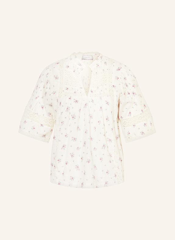 NEO NOIR Blusenshirt SIAMA mit Spitze ECRU/ LILA/ GRÜN