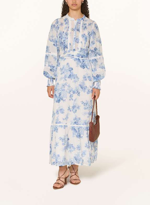 NEO NOIR COLUMBIA FLOWER FLOW dress with broderie anglaise WHITE/ BLUE