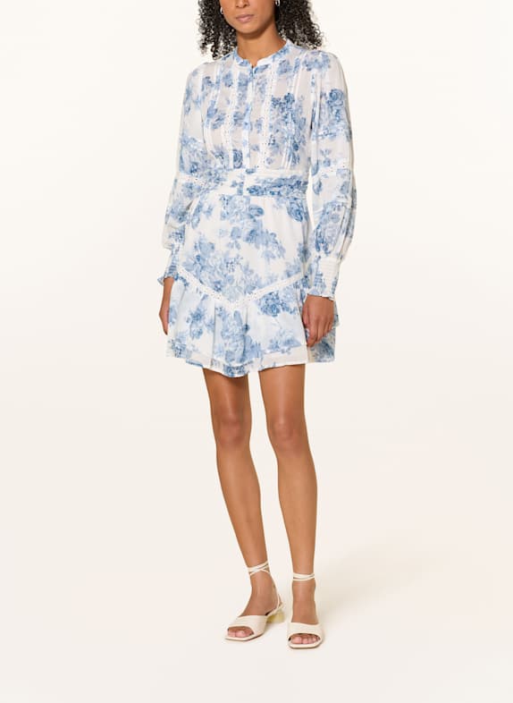NEO NOIR Robe ROBERTA FLOWER FLOW avec dentelle ajourée BLANC/ BLEU