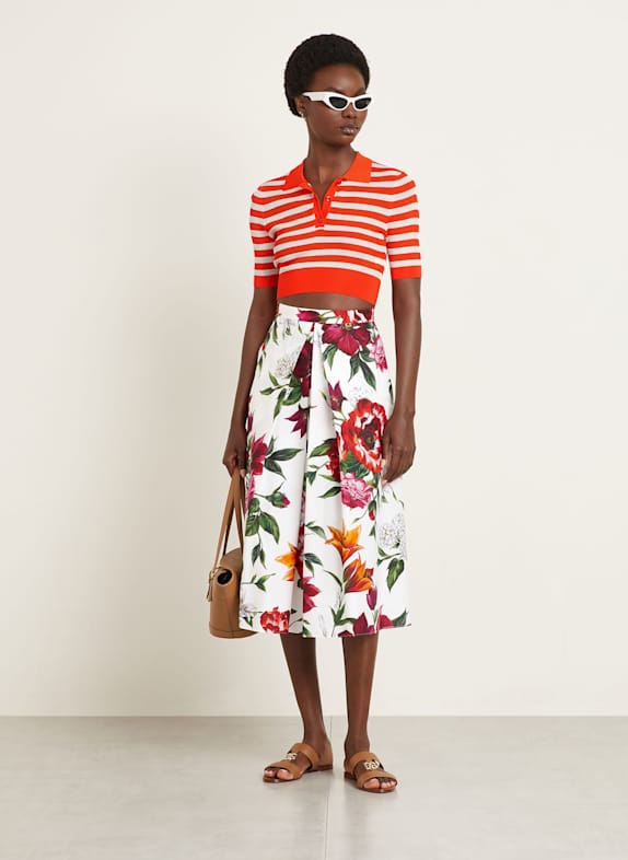 DOLCE & GABBANA Cropped poloshirt van jersey WIT / ROOD