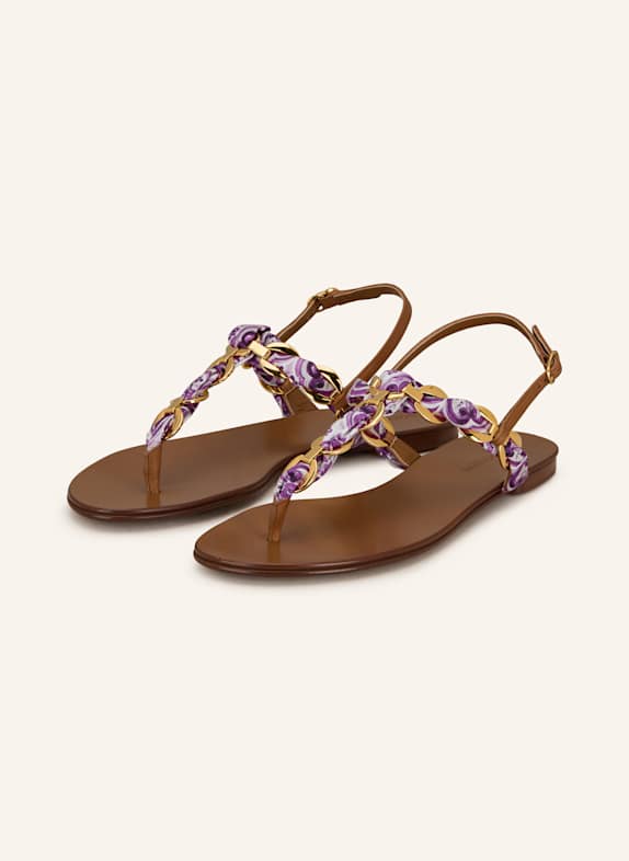 DOLCE & GABBANA Zehentrenner BRAUN/ LILA/ GOLD