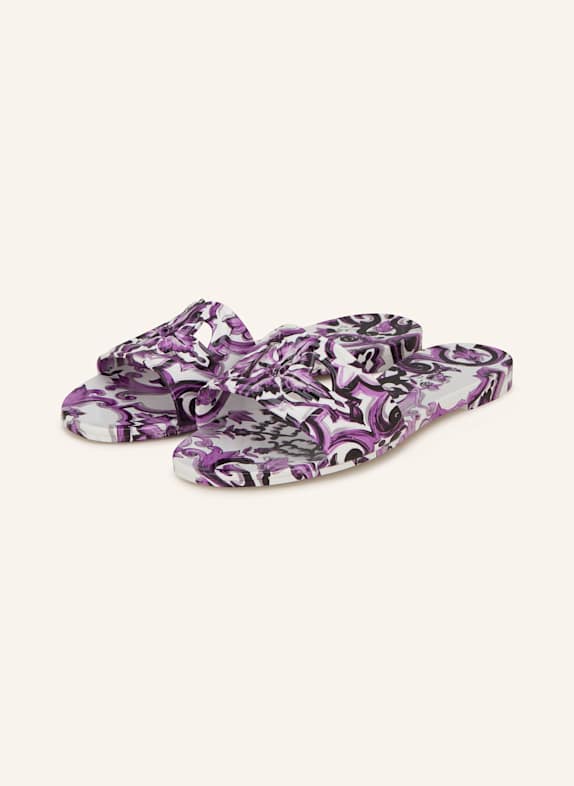 DOLCE & GABBANA Pantofle FUCHSIOVÁ/ TMAVĚ FIALOVÁ/ BÍLÁ