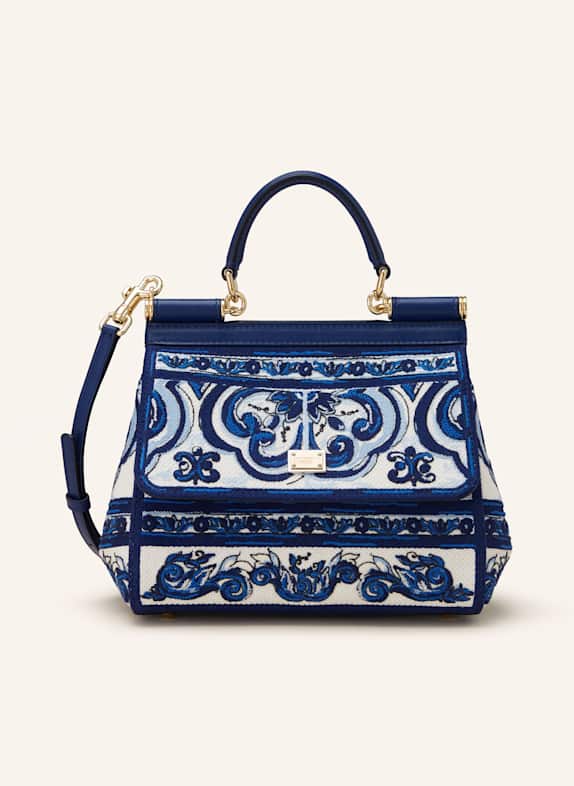 DOLCE & GABBANA Kabelka SICILY SMALL MODRÁ/ TMAVĚ MODRÁ/ BÍLÁ