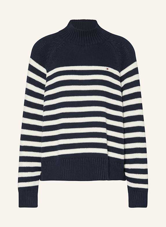 TOMMY HILFIGER Pullover DUNKELBLAU/ WEISS