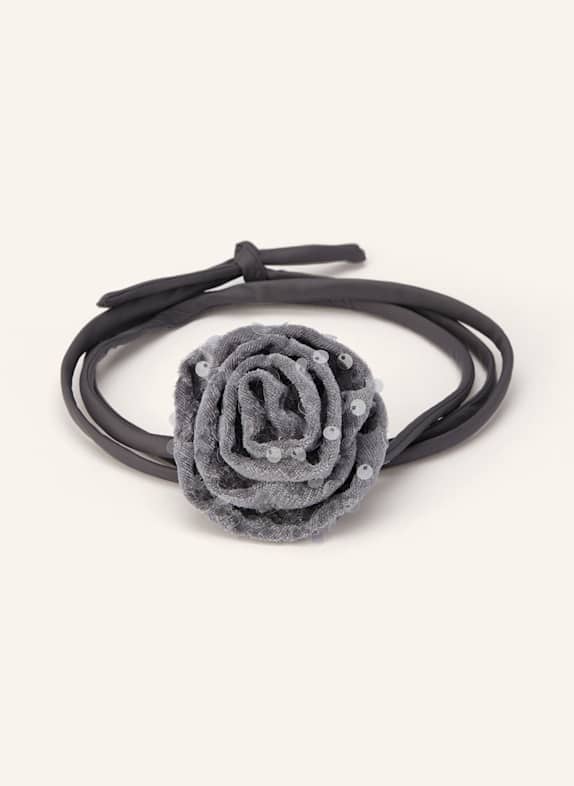 LUISA CERANO Taillengürtel aus Samt mit Pailletten GRAU