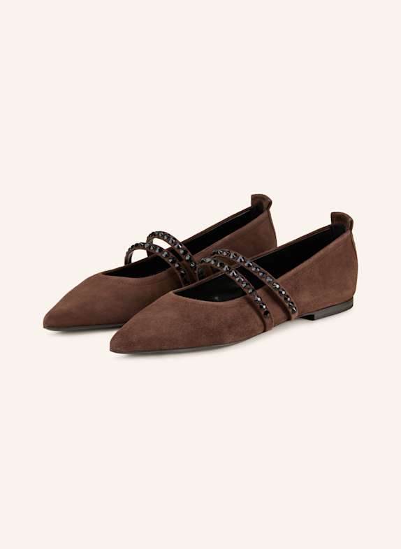 KENNEL & SCHMENGER Mary Jane ballet flats GRETA with decorative gems DARK BROWN