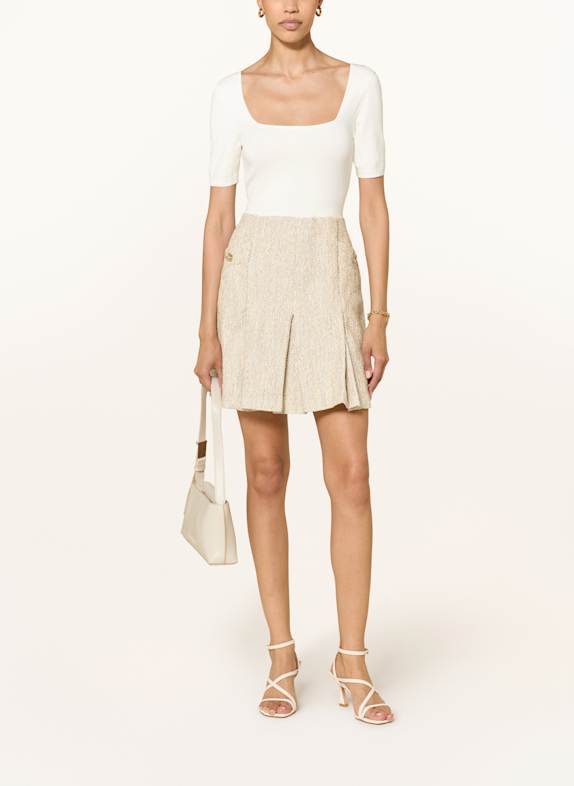 TED BAKER Buklé úpletové šaty VULPAD REŽNÁ / BÉŽOVÁ