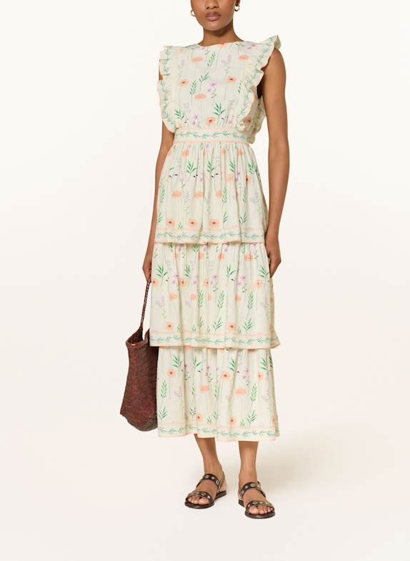 MRS & HUGS Linen dress with frills CREAM
