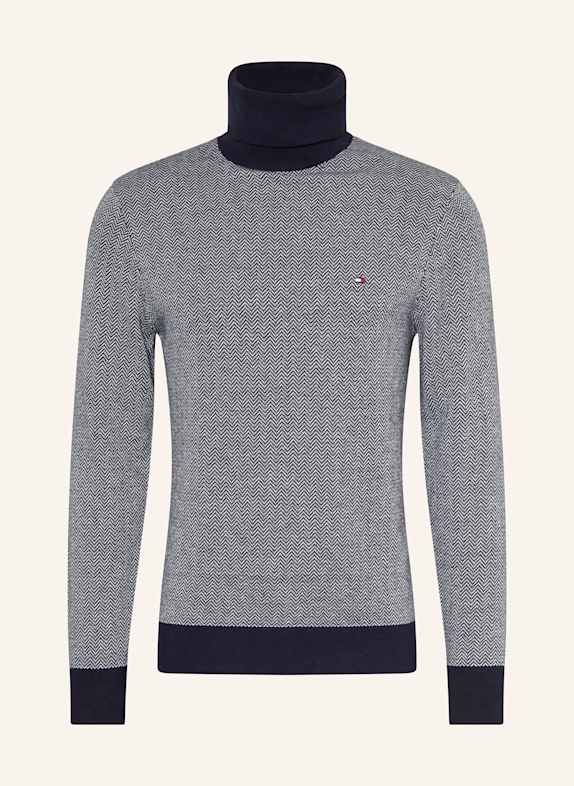 TOMMY HILFIGER Rollkragenpullover DUNKELBLAU/ ECRU