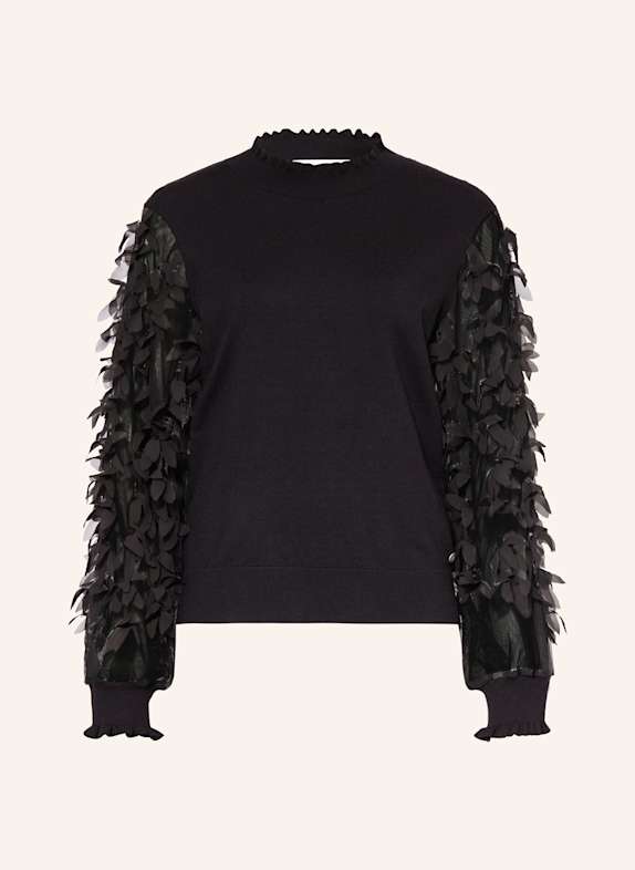 RINO & PELLE Pullover im Materialmix SCHWARZ